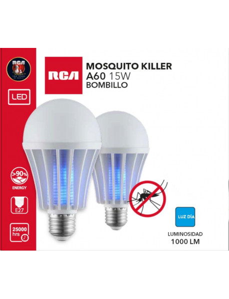 BOMBILLO LED MOSQUITO KILLER (2PACK) 15W 6500K 1.6W LUZ AZUL 85/265VRCA